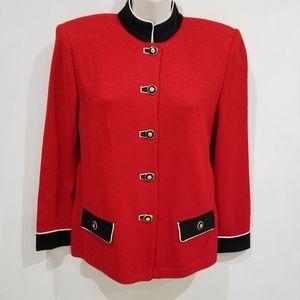 Authentic St. John deep red & black blazer jacket